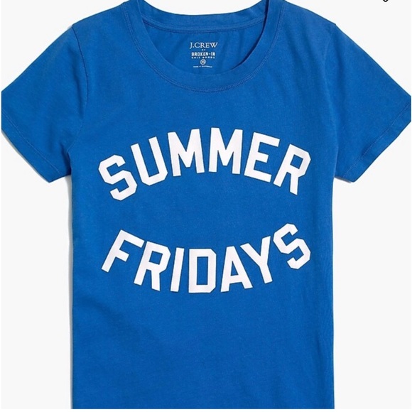 EUC JCrew Factory Summer Fridays Blue Collectors TShirt Medium Summer Vacation - Picture 1 of 9